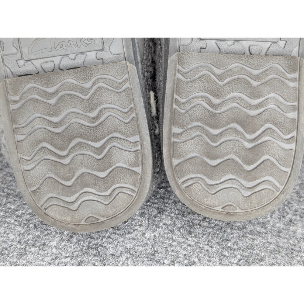 Clarks Slippers Womens 9 M Knit Collar Clog Gray Leather Casual Comfort Low Top - Picture 11 of 11